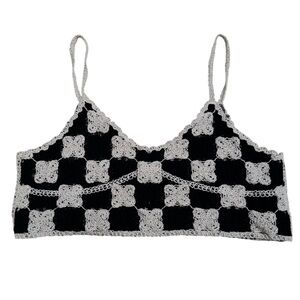 Black and White Crochet Bralette Top